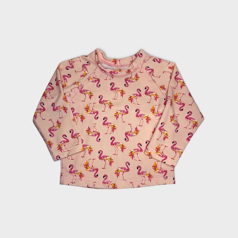 Egg Flamingo Pattern Pink Rash Guard